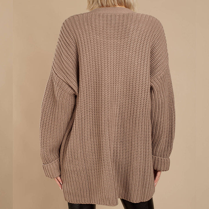 Damen Grob gestrickte Kuscheljacke mit tiefem V-Ausschnitt und lässigem Schnitt Eva Jonsson-Eva Jonsson
