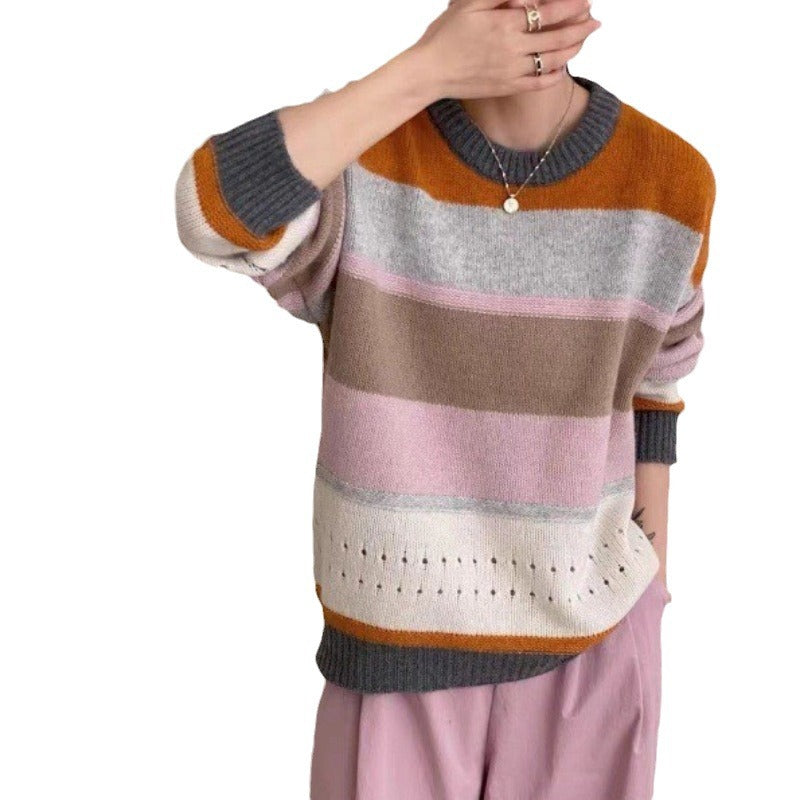 Damen Grob gestrickter Pullover mit lässigen Streifen Mirla-Eva Jonsson