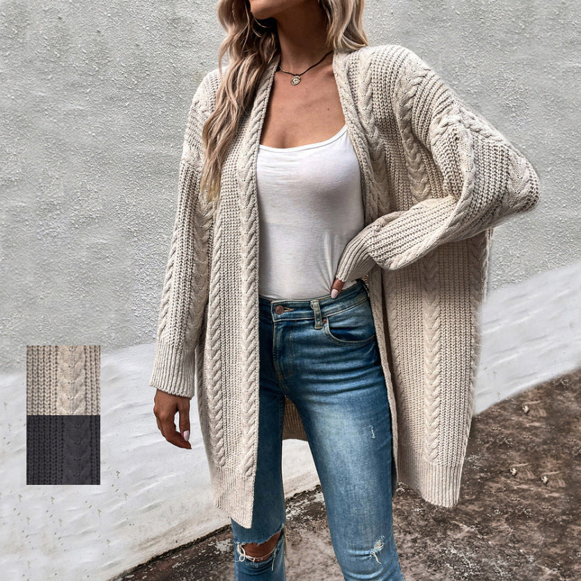 Damen Grobstrick Cardigan med Vid Passform och Strukturerad Look Mirla-Eva Jonsson