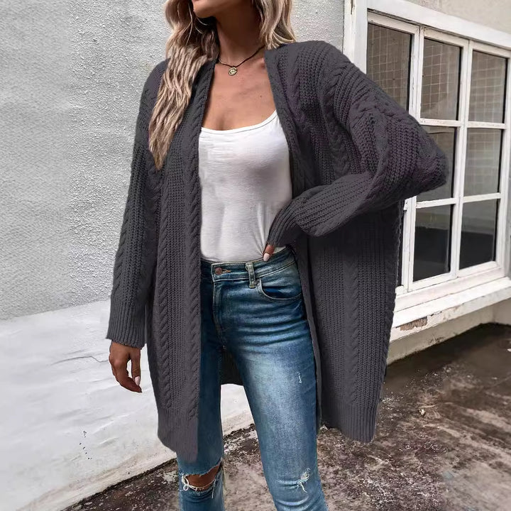 Damen Grobstrick Cardigan med Vid Passform och Strukturerad Look Mirla-Eva Jonsson