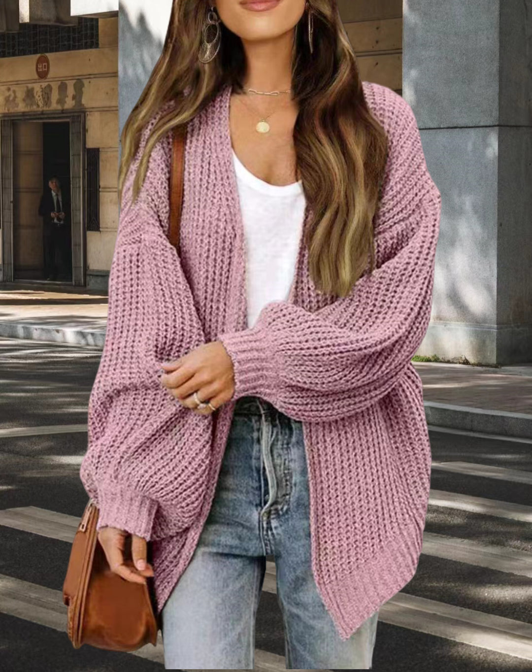 Damen Grobstrick Cardigan med vid passform Mirla-Eva Jonsson