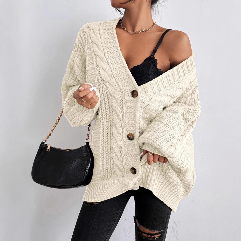 Damen Grobstrick-Cardigan mit dekorativem Zopfmuster Mirla-Eva Jonsson