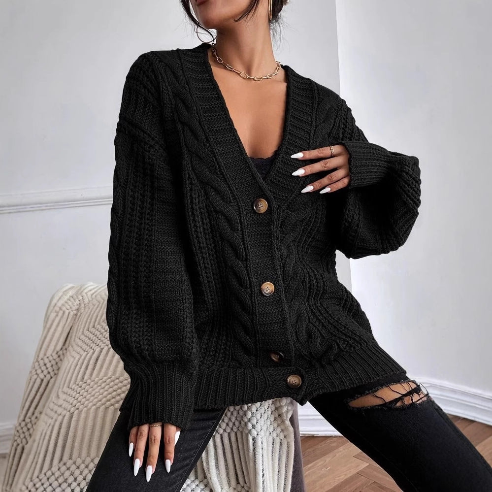 Damen Grobstrick-Cardigan mit dekorativem Zopfmuster Mirla-Eva Jonsson