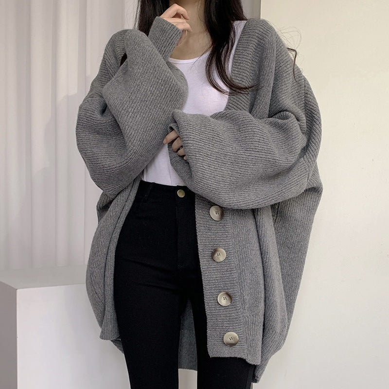 Damen Grobstrick Cardigan mit oversized Schnitt und dekorativen Knöpfen Eva Jonsson-Eva Jonsson