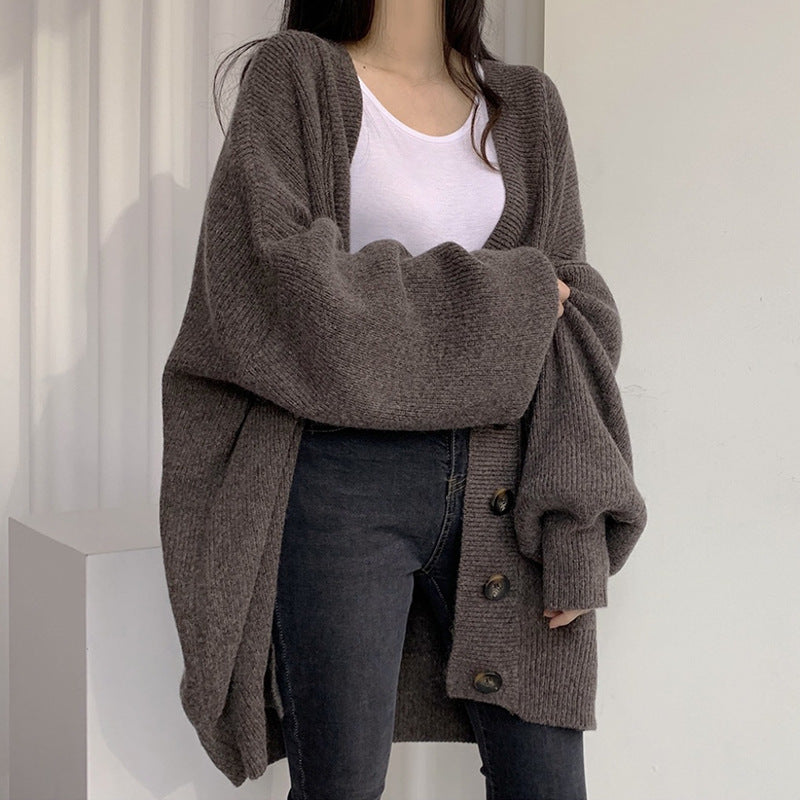 Damen Grobstrick Cardigan mit oversized Schnitt und dekorativen Knöpfen Eva Jonsson-Eva Jonsson