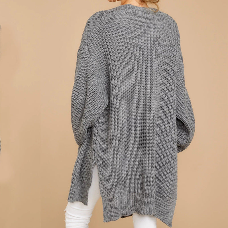 Damen Grobstrick Pullover mit weitem Schnitt und seitlichen Schlitzen Mirla-Eva Jonsson