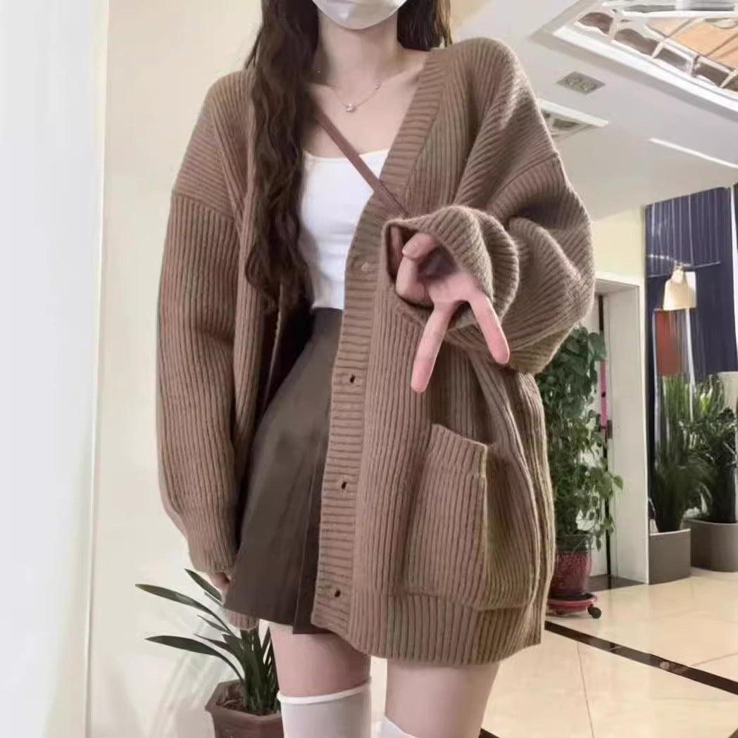 Damen Grobstrickcardigan mit großen Taschen und lässigem Schnitt Mirla-Eva Jonsson