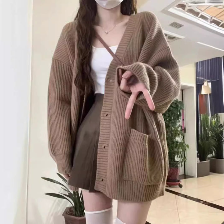 Damen Grobstrickcardigan mit großen Taschen und lässigem Schnitt Mirla-Eva Jonsson