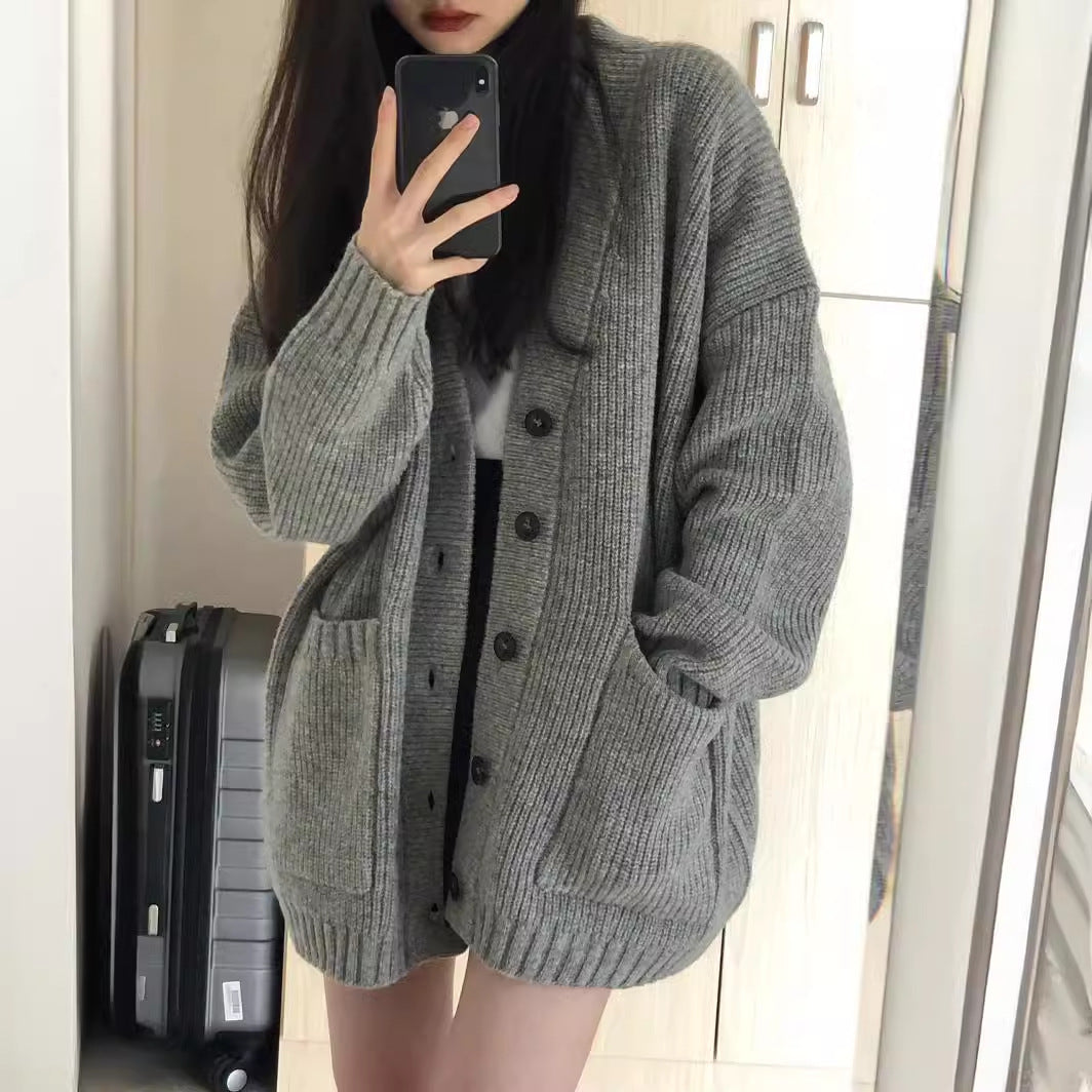 Damen Grobstrickcardigan mit großen Taschen und lässigem Schnitt Mirla-Eva Jonsson