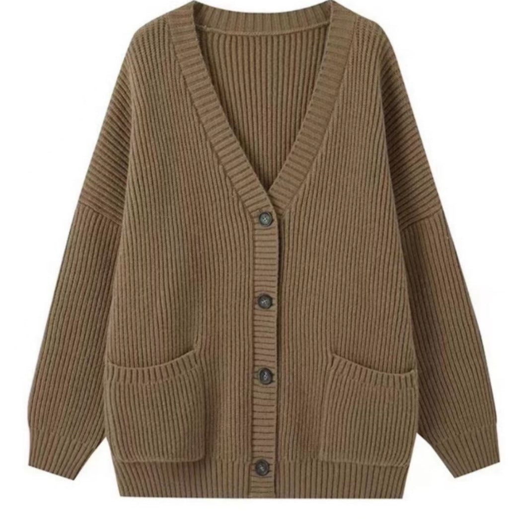 Damen Grobstrickcardigan mit großen Taschen und lässigem Schnitt Mirla-Eva Jonsson