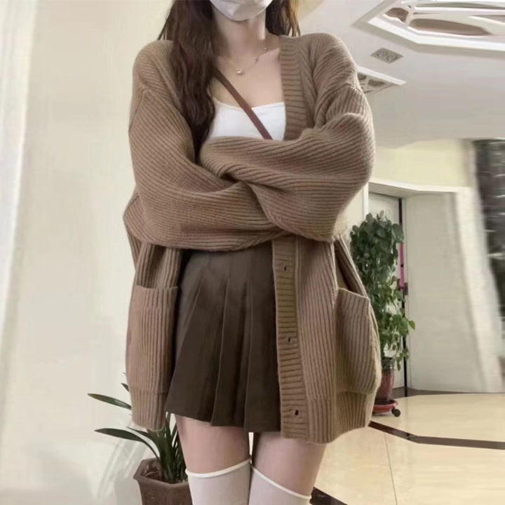 Damen Grobstrickcardigan mit großen Taschen und lässigem Schnitt Mirla-Eva Jonsson