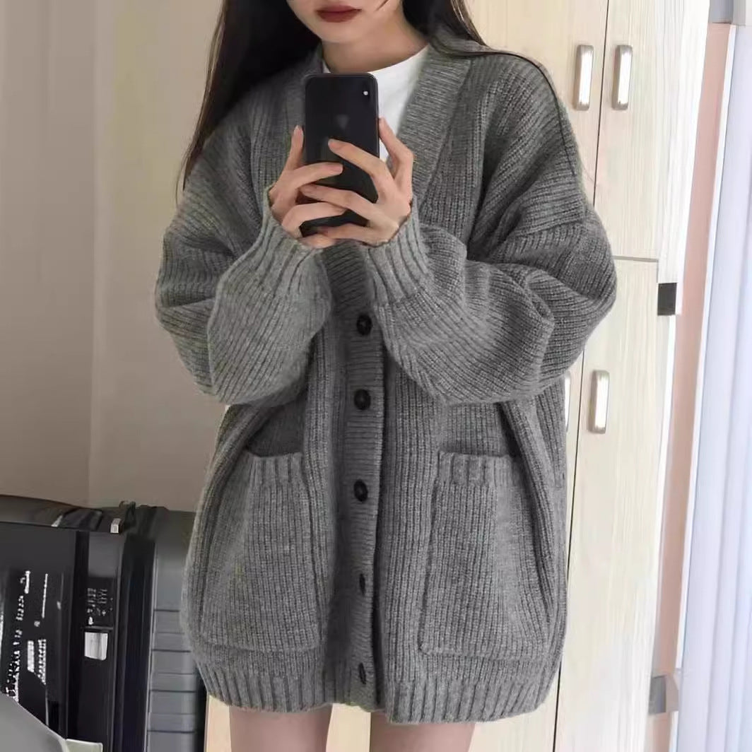 Damen Grobstrickcardigan mit großen Taschen und lässigem Schnitt Mirla-Eva Jonsson