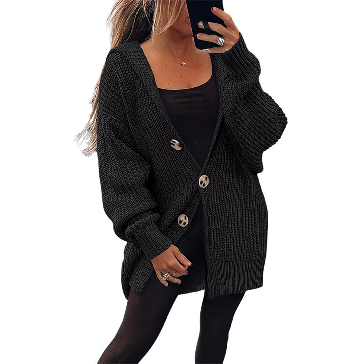 Damen Grobstrickjacke mit übergroßem Schnitt und eleganten Holzknöpfen Mirla-Eva Jonsson