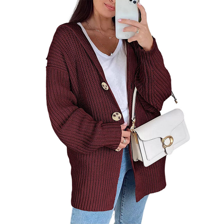 Damen Grobstrickjacke mit übergroßem Schnitt und eleganten Holzknöpfen Mirla-Eva Jonsson