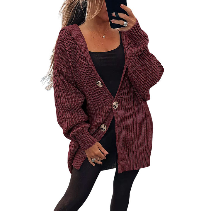 Damen Grobstrickjacke mit übergroßem Schnitt und eleganten Holzknöpfen Mirla-Eva Jonsson