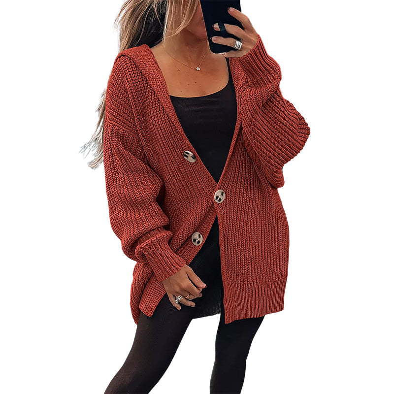 Damen Grobstrickjacke mit übergroßem Schnitt und eleganten Holzknöpfen Mirla-Eva Jonsson