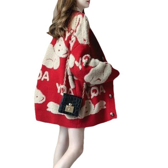Damen Grobstrickjacke mit verspieltem Motiv und komfortablem Schnitt Mirla-Eva Jonsson