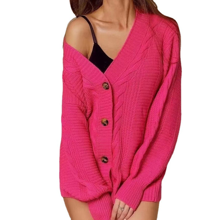 Damen Grobstrickjacke mit voluminösen Ärmeln und dekorativer Knopfleiste Eva Jonsson-Eva Jonsson