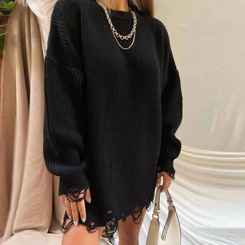 Damen Grobstrickkleid mit lässigem Schnitt und modischen Details Mirla-Eva Jonsson