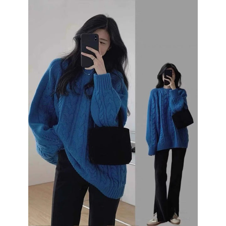 Damen Grobstrickpullover im lässigen Oversized-Stil mit Zopfmuster Mirla-Eva Jonsson