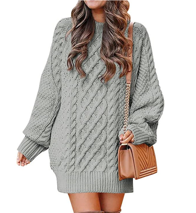 Damen Grobstrickpullover med voluminösa ärmar och elegant flätmönster Mirla-Eva Jonsson