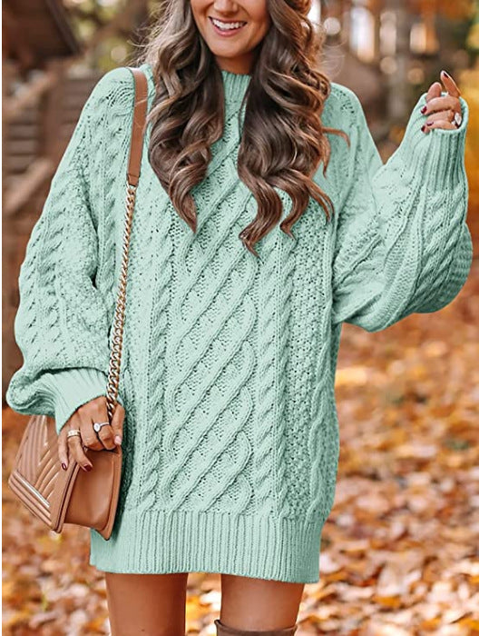 Damen Grobstrickpullover med voluminösa ärmar och elegant flätmönster Mirla-Eva Jonsson