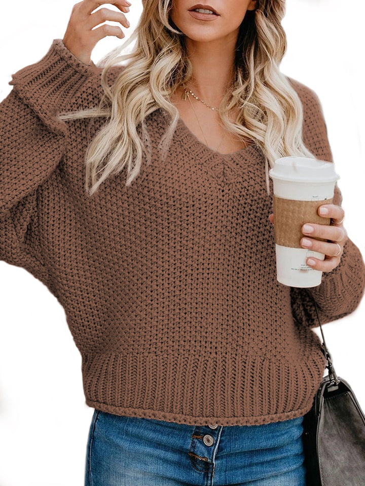 Damen Grobstrickpullover mit V-Ausschnitt und lässiger Passform Mirla-Eva Jonsson