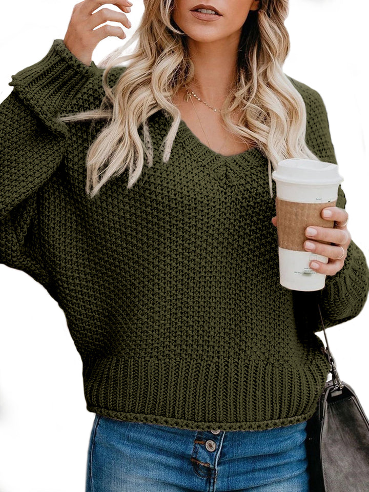 Damen Grobstrickpullover mit V-Ausschnitt und lässiger Passform Mirla-Eva Jonsson