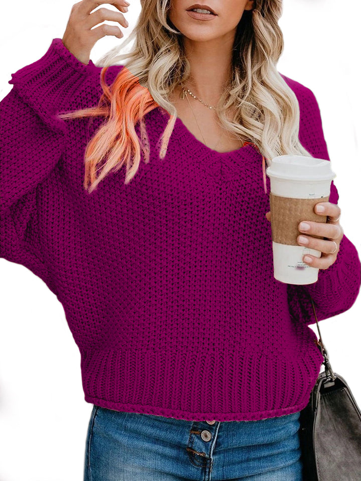 Damen Grobstrickpullover mit V-Ausschnitt und lässiger Passform Mirla-Eva Jonsson