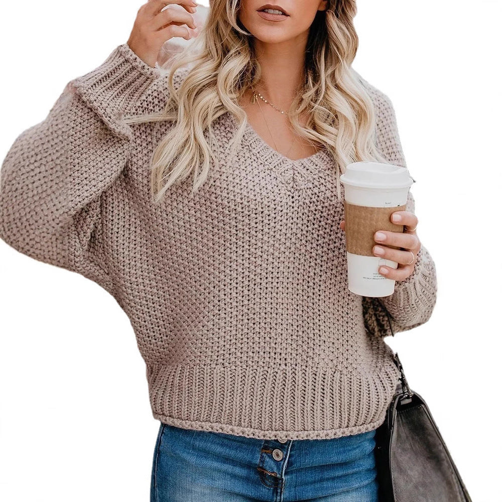 Damen Grobstrickpullover mit V-Ausschnitt und lässiger Passform Mirla-Eva Jonsson