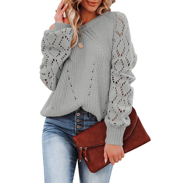 Damen Grobstrickpullover mit V-Ausschnitt und luftigen Ärmelöffnungen Mirla-Eva Jonsson