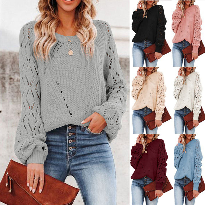 Damen Grobstrickpullover mit V-Ausschnitt und luftigen Ärmelöffnungen Mirla-Eva Jonsson