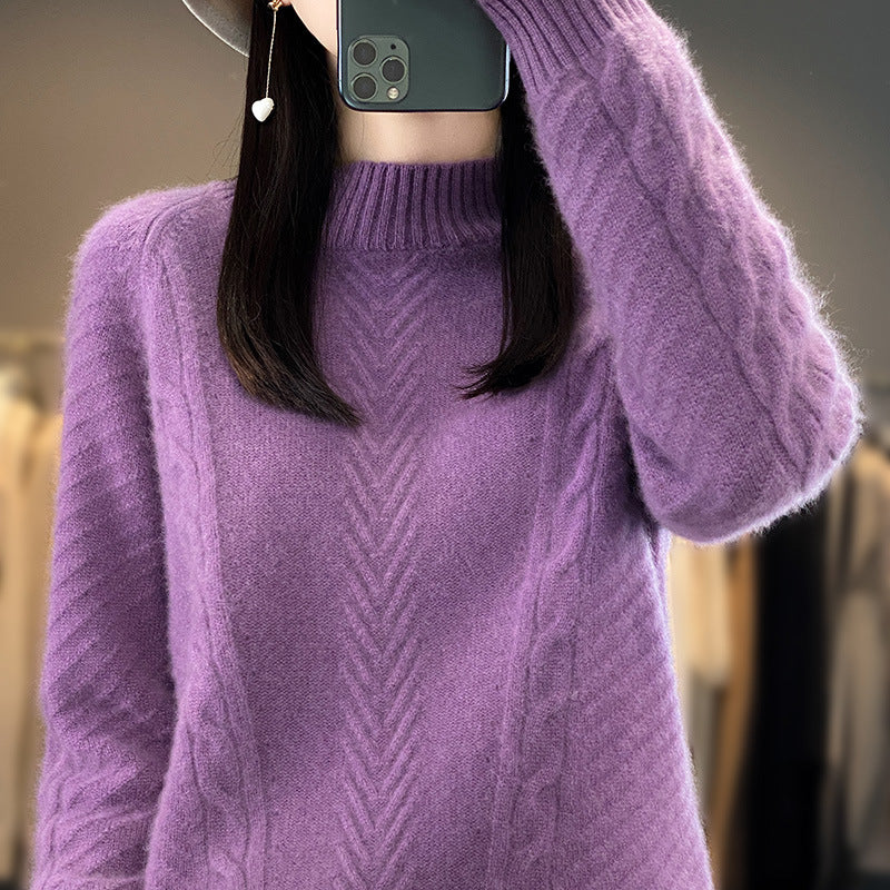 Damen Grobstrickpullover mit Zopfmuster und elegantem Rundhalsausschnitt Mirla-Eva Jonsson