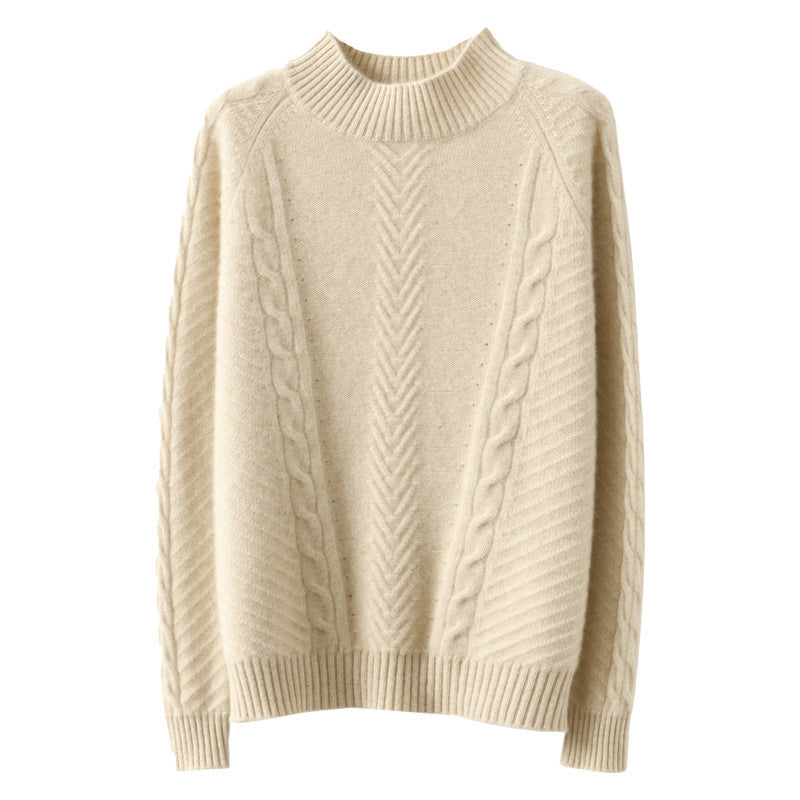 Damen Grobstrickpullover mit Zopfmuster und elegantem Rundhalsausschnitt Mirla-Eva Jonsson