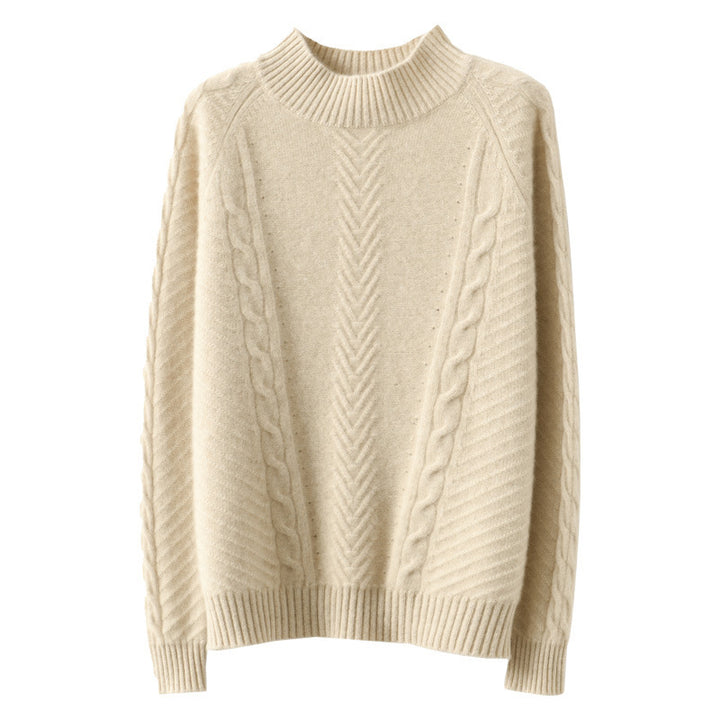 Damen Grobstrickpullover mit Zopfmuster und elegantem Rundhalsausschnitt Mirla-Eva Jonsson
