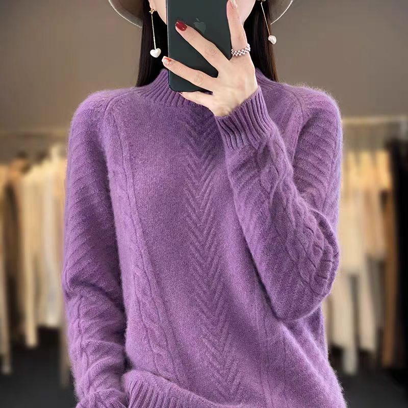 Damen Grobstrickpullover mit Zopfmuster und elegantem Rundhalsausschnitt Mirla-Eva Jonsson