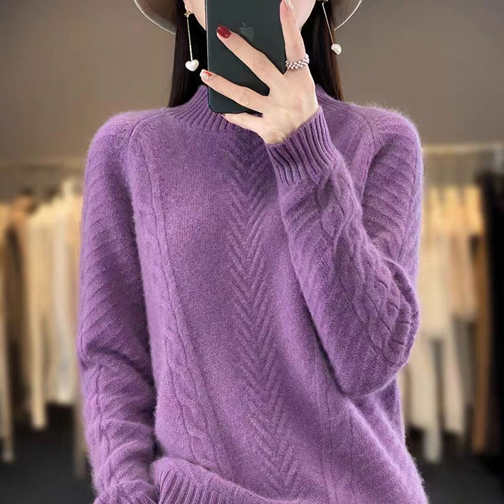 Damen Grobstrickpullover mit Zopfmuster und elegantem Rundhalsausschnitt Mirla-Eva Jonsson