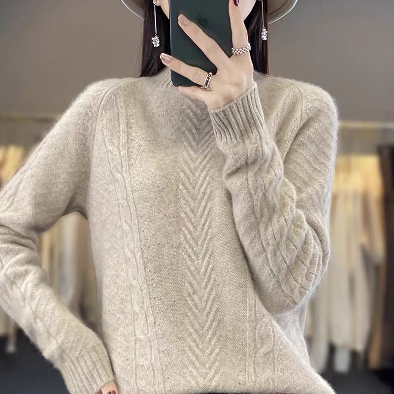 Damen Grobstrickpullover mit Zopfmuster und elegantem Rundhalsausschnitt Mirla-Eva Jonsson