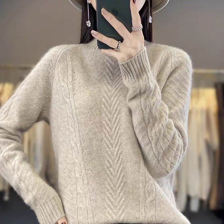 Damen Grobstrickpullover mit Zopfmuster und elegantem Rundhalsausschnitt Mirla-Eva Jonsson