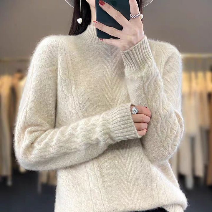 Damen Grobstrickpullover mit Zopfmuster und elegantem Rundhalsausschnitt Mirla-Eva Jonsson
