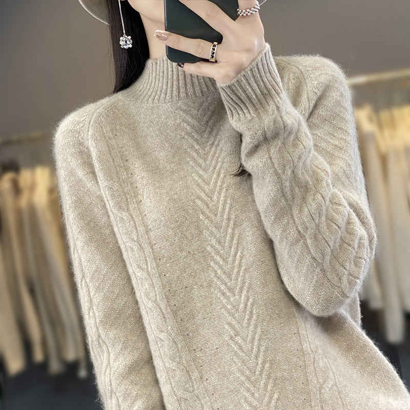Damen Grobstrickpullover mit Zopfmuster und elegantem Rundhalsausschnitt Mirla-Eva Jonsson
