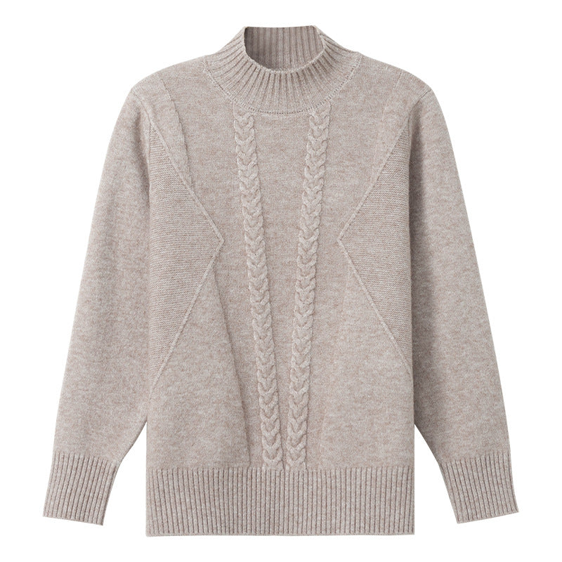 Damen Grobstrickpullover mit elegantem Zopfmuster und hohem Kragen Mirla-Eva Jonsson