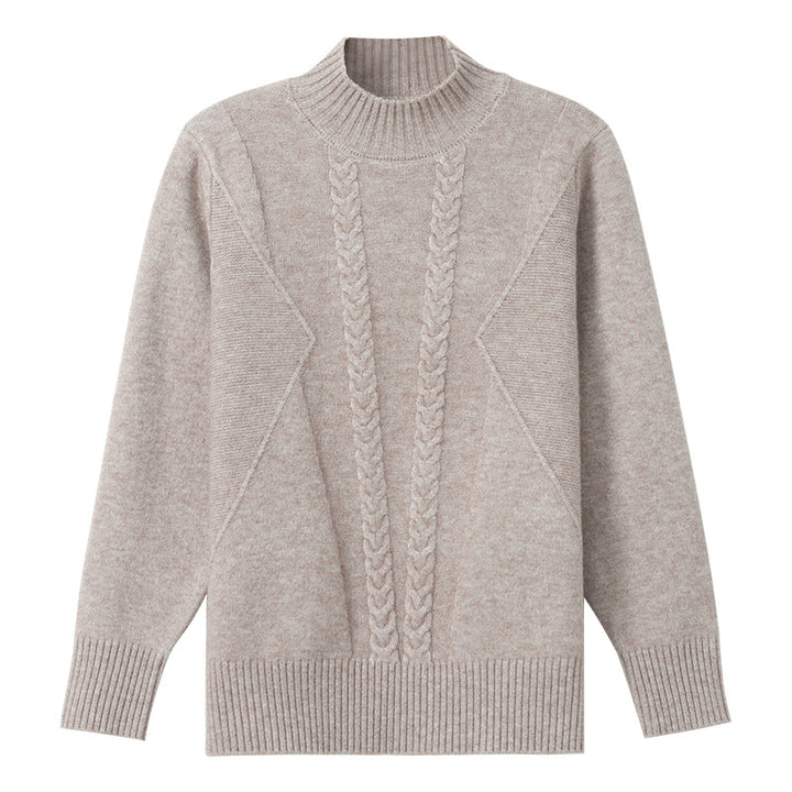 Damen Grobstrickpullover mit elegantem Zopfmuster und hohem Kragen Mirla-Eva Jonsson