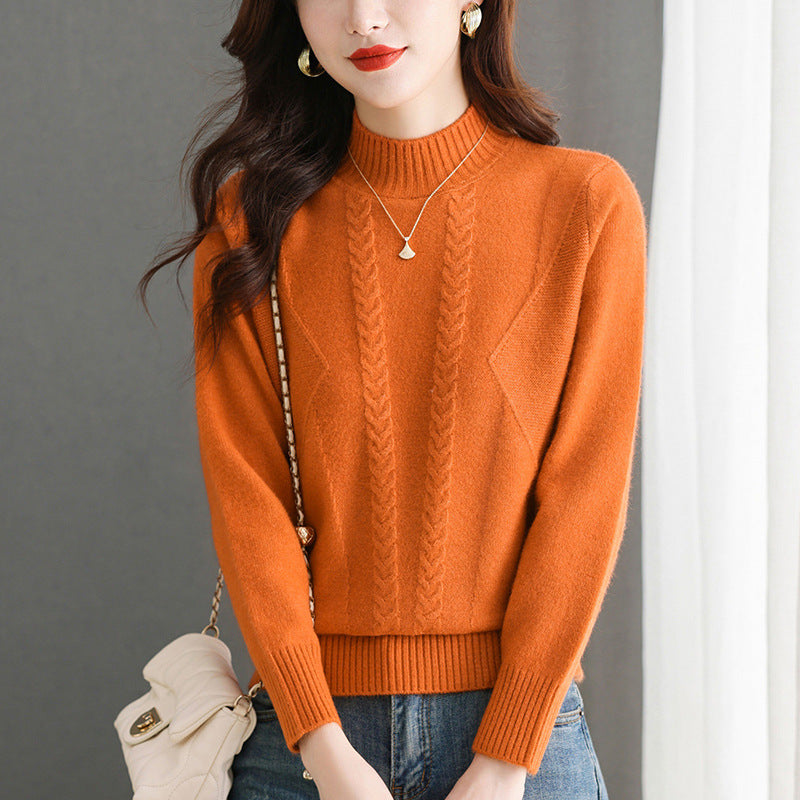 Damen Grobstrickpullover mit elegantem Zopfmuster und hohem Kragen Mirla-Eva Jonsson