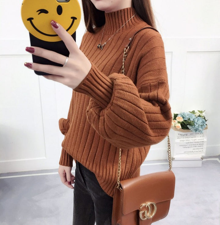 Damen Grobstrickpullover mit hochstehendem Kragen und strukturiertem Design Mirla-Eva Jonsson