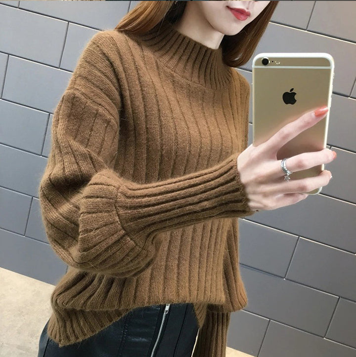 Damen Grobstrickpullover mit hochstehendem Kragen und strukturiertem Design Mirla-Eva Jonsson