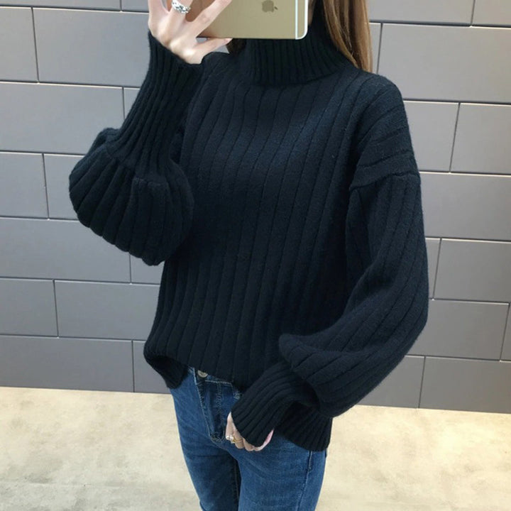 Damen Grobstrickpullover mit hochstehendem Kragen und strukturiertem Design Mirla-Eva Jonsson