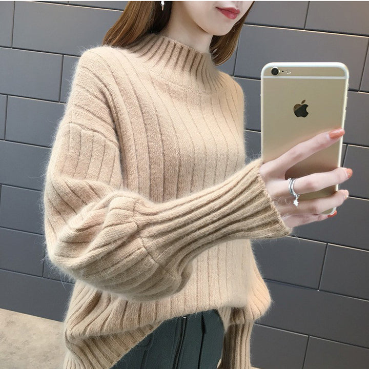 Damen Grobstrickpullover mit hochstehendem Kragen und strukturiertem Design Mirla-Eva Jonsson