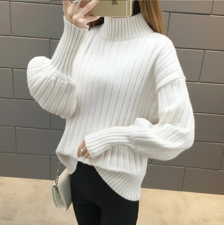 Damen Grobstrickpullover mit hochstehendem Kragen und strukturiertem Design Mirla-Eva Jonsson