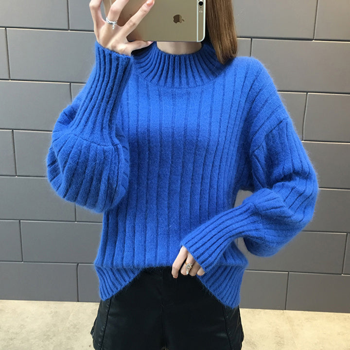 Damen Grobstrickpullover mit hochstehendem Kragen und strukturiertem Design Mirla-Eva Jonsson